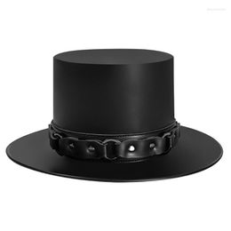 Bérets Steampunk chapeau haut-de-forme pour adultes, casquette de magicien en cuir PU, Costume de Cosplay victorien Vintage, accessoires de jeu de rôle pour femmes et hommes