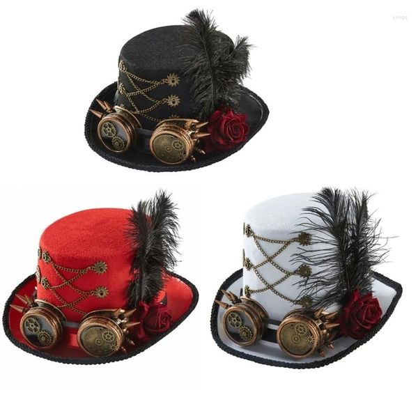 Bérets Steampunk Top Hat pour hommes avec lunettes Time F0T5