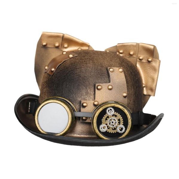 Bérets Steampunk chapeau haut-de-forme chapeaux Fedora couvre-chef Costumes d'halloween équipement de tête marié pour accessoire de mariage de vacances