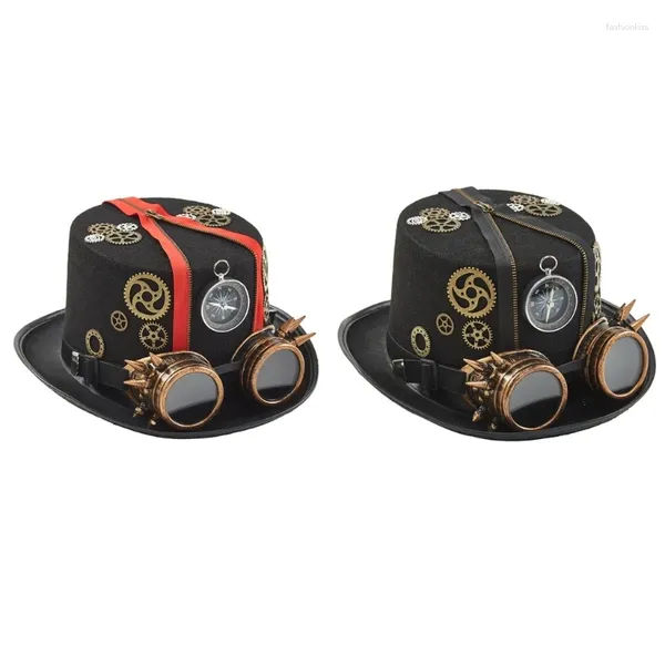 Bérets Steampunk chapeau haut de forme avec lunettes Bowler Time livraison directe