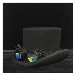 Bérets Steampunk chapeau haut de forme femmes hommes laine vapeur Punk Gear chapellerie Fedora lunettes fête Cosplay casquette S M L XL