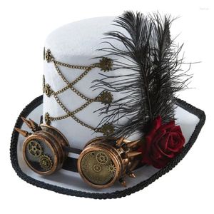 Bérets Steampunk pour hommes, chapeaux avec lunettes, chapeau de voyageur, accessoires d'halloween, livraison directe