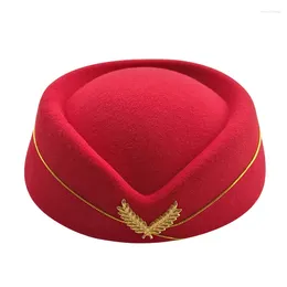 Bérets hôtesse de l'air chapeau élégant scène Performance casquette britannique cérémonie Topi Aviation agent de bord Fedora pour femme