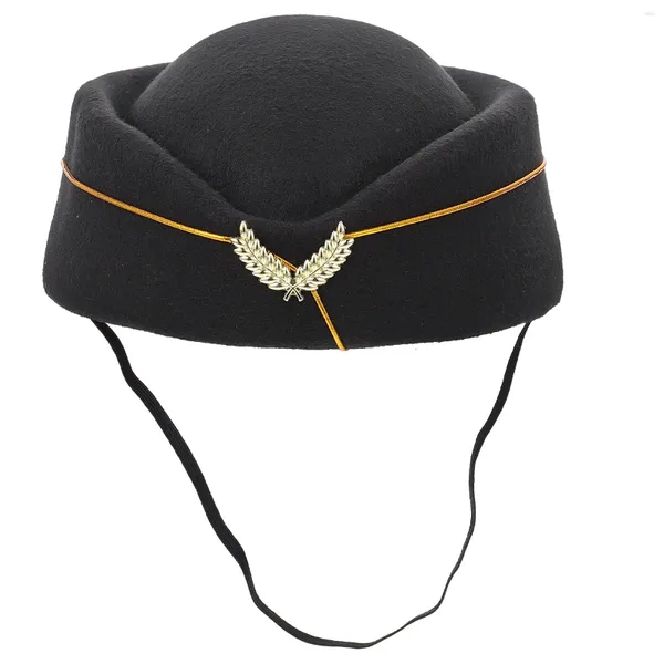 Berets Stewardess Pildbox Hat Felt Flight Abitre Cap Cap Air Hostesses Uniform Plane Toddler Chapeaux Effectuer des femmes