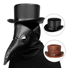 Bérets Stovepipe Top Hat Costume magicien Halloween Fancy Dissu Pu Leather Showman
