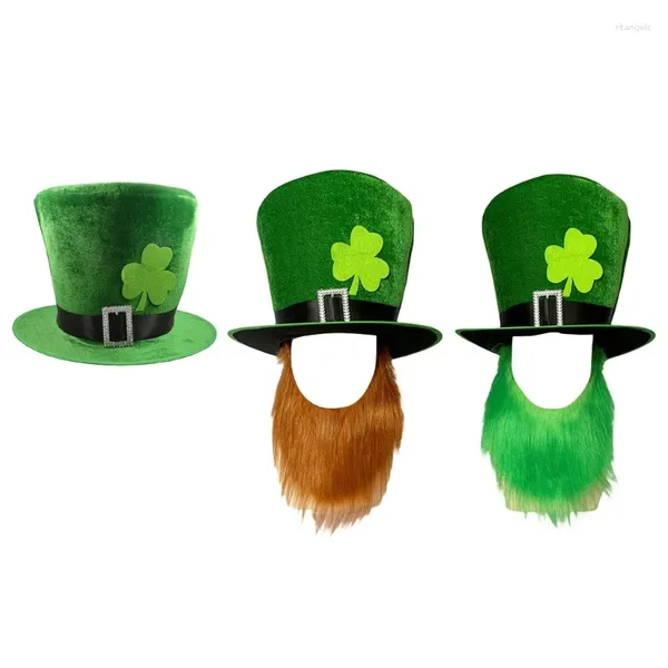 Berets Stpatrick Green Hat Shamrock Flat Top Top Irish National Day Celebration