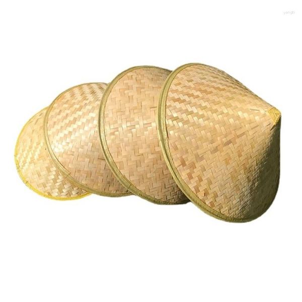 Bérets paille pour adultes, chapeau Coolies à large bord pour hommes et femmes, pêcheur respirant, tissé en bambou, couvre-chef asiatique