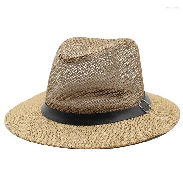 Bérets Chapeau de paille été Panama hommes femmes soleil plage pour style britannique Fedora Chapeau Sombrero