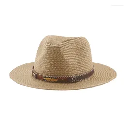 Boinas Sombreros de paja para mujeres Man Hat Bucket Summer Summer Big Brim Brim Brim Casual Luxury Panama Cowboy Sun Sombreros de Mujer