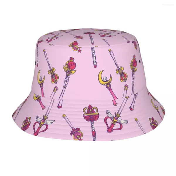 Boinas Street Moon Girl Anime Bucket Hat Adolescente Plegable Magia Al Aire Libre Pesca Vocación Escapada Headwear