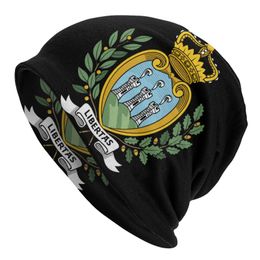 Bérets Streetwear Blason Saint-Marin Hiver Hommes Femmes Tricot Chapeaux Unisexe Adulte Skullies Bonnets Casquettes Saint-Marin Drapeau Bonnet