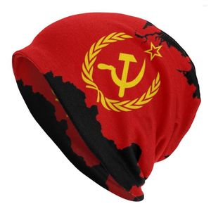 Bérets Streetwear Hiver Chaud Femmes Hommes Tricot Chapeau Adulte URSS Union Soviétique Socialisme Drapeau Skullies Bonnets Casquettes Russie CCCP Bonnet Chapeaux