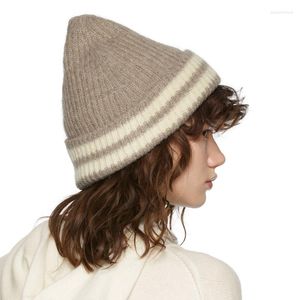 Bérets rayé Beanie chapeau Crochet tricoté Skullies chaud pour hommes femmes Bonnet casquettes mettre en évidence petit visage