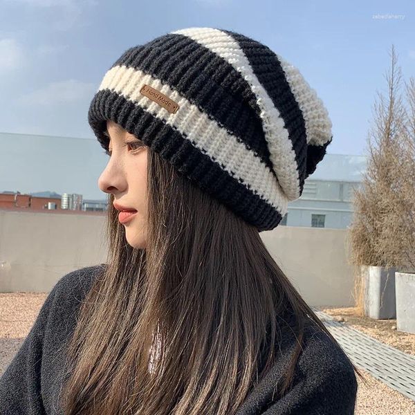 Boinas Diseño a rayas Gorros de punto de invierno Gorros para mujeres Hombres Gorros de boina Sombreros de lana Gorro Gorro de punto para mujer Sombrero informal al aire libre