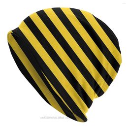 Bérets rayés Skullies bonnets casquettes jaune et noir miel abeille rayures chapeau Sport Sport Bonnet chapeaux pour hommes femmes