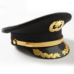 Berets Style Peaked Cap Property Security Da Gai Mao Yan Black Protocol en Etiquette Loopan Yellow Edge Hat 2023