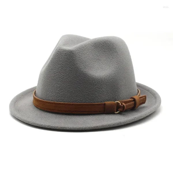 Boinas estilo ala corta moda otoño invierno lana fieltro sombreros fedora para caballero británico clásicos simples jazz