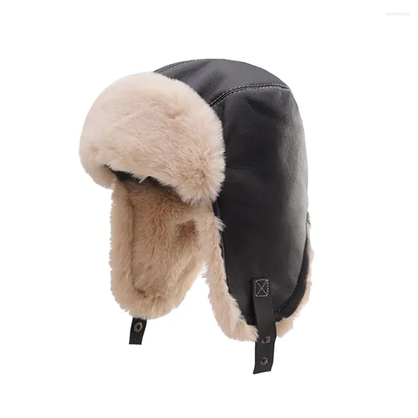 Boinas Con estilo Sombrero de trampero de invierno para hombres Impermeable y resistente al viento Forro polar Protege las orejas Colores caqui / negro / marrón