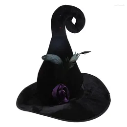 Berretti Elegante cappello a punta Halloween Strega cornuta nera per la decorazione domestica