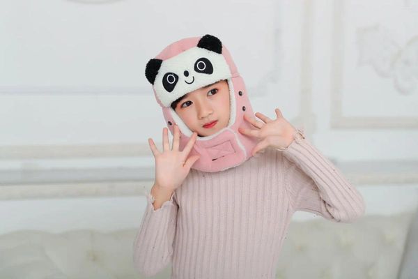 Bérets en daim pour enfants, chapeau Lei Feng de dessin animé Panda, mignon fille, Protection chaude, coton, pull d'hiver résistant au froid pour garçons