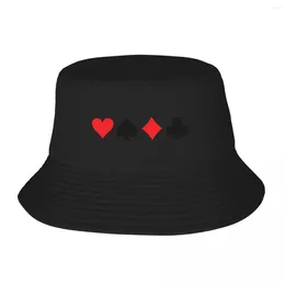 Bérets CARTES CARTES SPADES COELS DIAMANDS Clubs Design Bucket Bucket Panama for Man Woman Bob Fisherman Beach Fishing Unisexe Cap