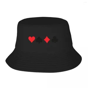 Bérets CARTES CARTES SPADES COELS DIAMANDS Clubs Design Bucket Bucket Panama for Man Woman Bob Fisherman Beach Fishing Unisexe Cap