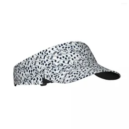 Bérets Summer Air Sun Hat Noir et Blanc Notes de musique Visière Protection UV Sports Tennis Golf Running Sunscreen Cap