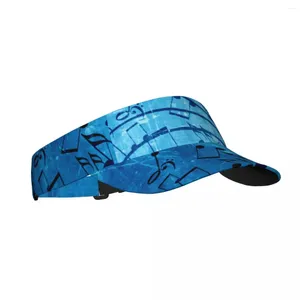 Bérets Summer Air Sun Hat Musique Fond Bleu Visière Protection UV Sports Tennis Golf Course Casquette de Protection Solaire