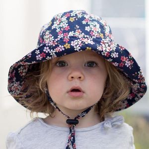 Beretten Zomer Baby Flower Hat For Girls Boys Kids Emmer Spring Travel Beach Cap Zonhoeden met winddicht touw