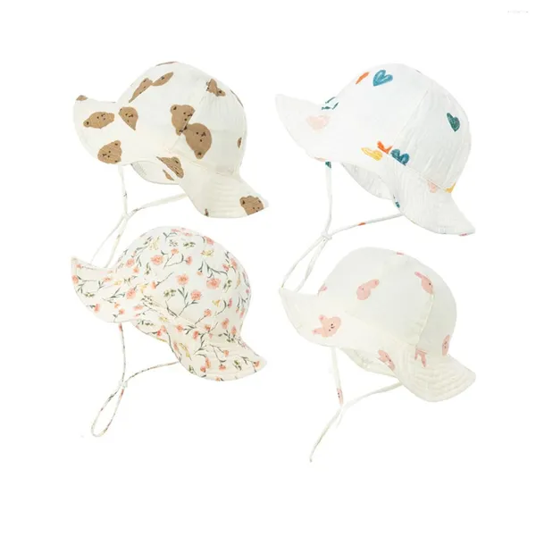 Bérets d'été pour bébé, chapeau seau imprimé mignon pour fille et garçon, visière de plage en plein air pour nourrissons, articles pour tout-petits, accessoires de 3 à 12 mois