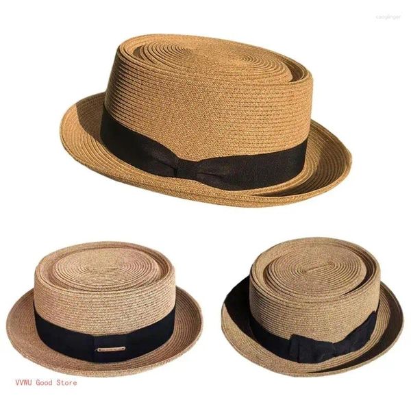 Bérets Summer Boater Straw British Panama Fedora pour les activités de plein air