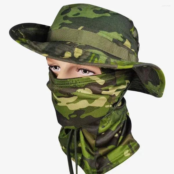 Bérets d'été respirant du soleil tactique tactique chapeaux de pêche des fans de l'armée masculine fans extérieur grand pêcheur de camouflage