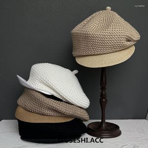 Bérets été respirant tissé rétro Version coréenne mode tendance couture Sboy chapeau personnalisé Niche femmes chapeaux