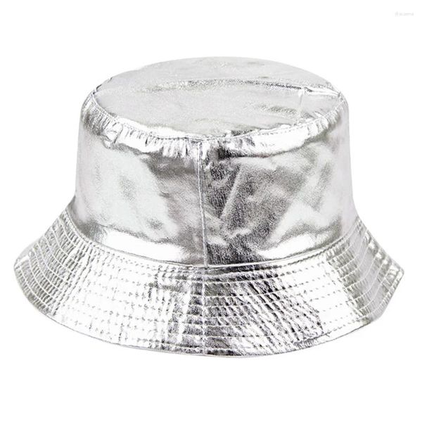 Boinas Verano Cubo Sombrero Señoras Amplia Playa Floppy Sol UV Cap Pescador Sombreros Escudo Para Al Aire Libre Plata Mujer