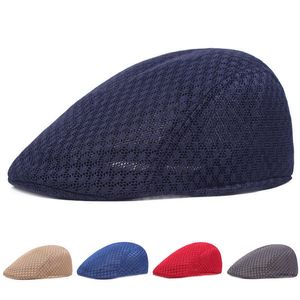 Baretten Zomer Toevallige Baret Hoed Unisex Mesh Platte Caps Krantenverkoper Stijl adjustablr Mode Ademende Zomer Hoed voor Vrouwen Mannen Caps Z0616