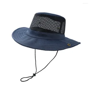 Boinas de verano Cool Cooling Mountaining Mesh Men transpirable Sombrero de sol Grandes visor al aire libre Moda Solid Color Fisherman Sombreros de pescador