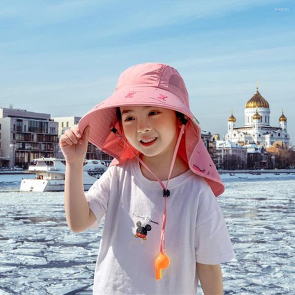 Boinas Verano Pescador Gorras 360 ° Ala ancha Protección UV Bebé Cubo Sombrero Dibujos animados Niños Niñas Gorra Niños Panamá Playa al aire libre Sombreros para el sol