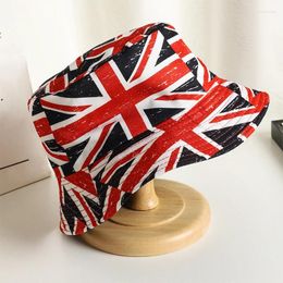 Baretten Zomer Vlag Union Jack Dubbelzijdig Emmer Hoed Dames Heren Panama Caps Buiten Opvouwbare Brede Rand Zon Unisex Hip Hop Cap