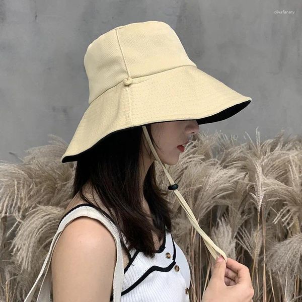 Boinas de verano plegable sombrero de cubo para el sol para mujeres al aire libre pesca gorra de caza niñas Anti-UV ala ancha algodón sombreros de protección solar