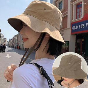 Beretten Zomer opvouwbare emmer hoeden vrouwen verstelbare buitenkamperen wandelvisser Sunhat brede runder zonnebrandcrème Casual Panama Caps