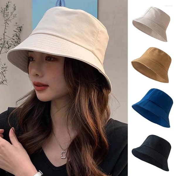 Boinas Verano Plegable Unisex Casual Cubo Sombreros Mujeres Moda Al Aire Libre Protector Solar Sombrero Color Sólido Pesca Caza Cap Hombres Playa Tapas