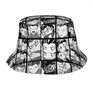 Bérets d'été Gundham Manga seau chapeau pour femmes hommes Danganronpa Anime extérieur pliable Bob pêche pêcheur chapeaux Boonie