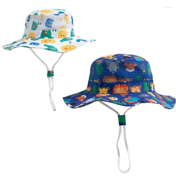Boeretas Summer Hat Boy Beach Kids Girl Sun Big Brim con protección de cuerda Accesorio transpirable Holiday Outdoor Cap