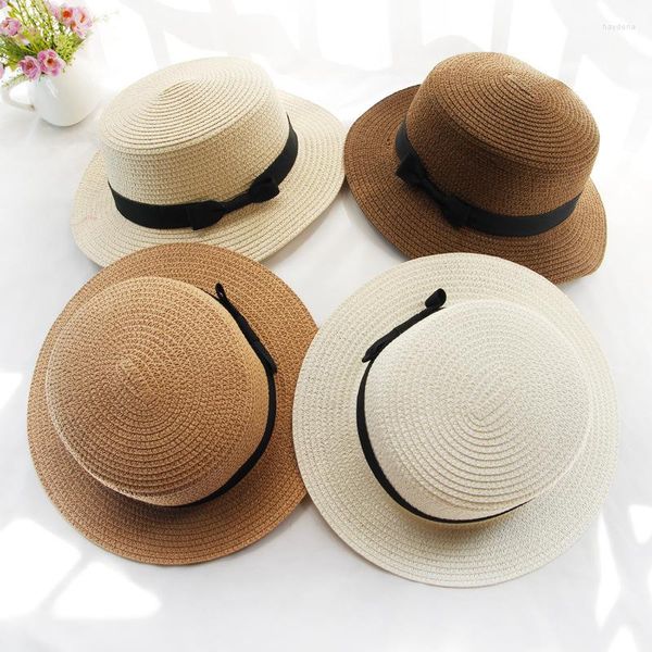 Bérets Summer Summer pour femmes parent-enfant de plage de plage soleil paille Sombreros de Sol Chapeau Paule Gorro Cappelli da Sole Kids Caps Caps