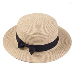 Beretten Zomerhoeden voor vrouwen Sun hoed strand dames mode flat brom bowknot panama dame casual rietje
