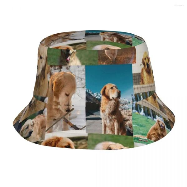 Boinas Sombreros de verano Golden Retriever Bucket Hat Harajuku Girl Sun Lindo Perros Cachorro Ispoti Cap Pesca Deportes al aire libre