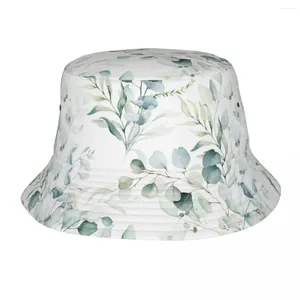Bérets été chapeaux aquarelle feuilles florales seau chapeaux à la mode femme soleil romantique fleurs motif pêcheur casquettes en plein air