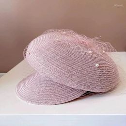 Berets Summer Japan Soft Ademvol gras Pearl Mesh Leisure Lady achthoekige hoed vrouwen Visors cap