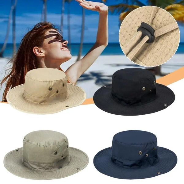 Bérets Summer Men Beaut Hat Outdoor UV Protection largeur Brim Mesh Cap Randonnée Fisherman Beach Panama Safari Suncreen Hunti L8Y0