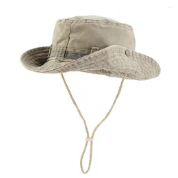 Bérets été hommes Panama lavé coton seau chapeau extérieur Protection UV large bord Safari casquette chasse randonnée pêche soleil